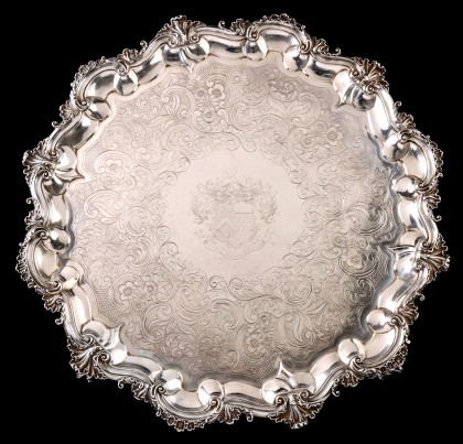 Large Sterling Silver Salver, 27 Inches, William Ker Reid, London 1833