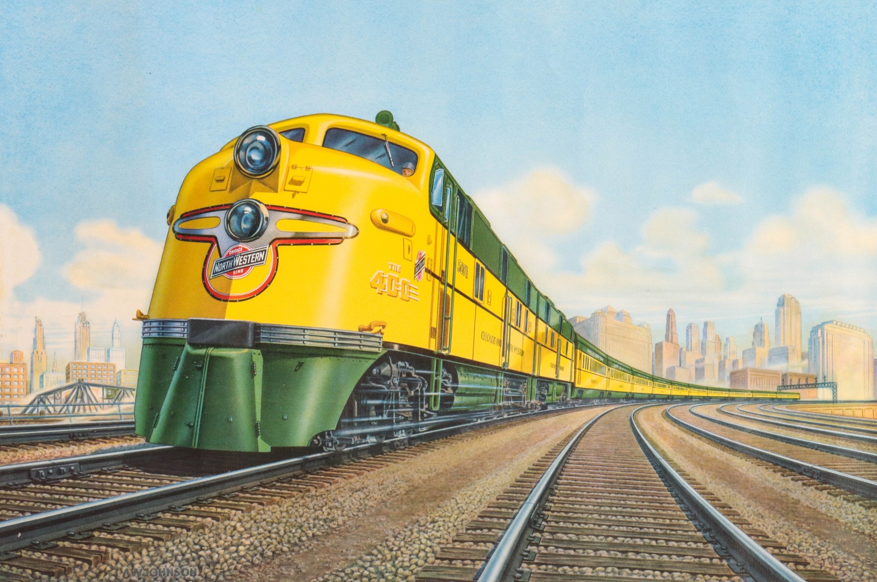 A CHICAGO AND NORTHWESTERN '400' LOCOMOTIVE POSTER