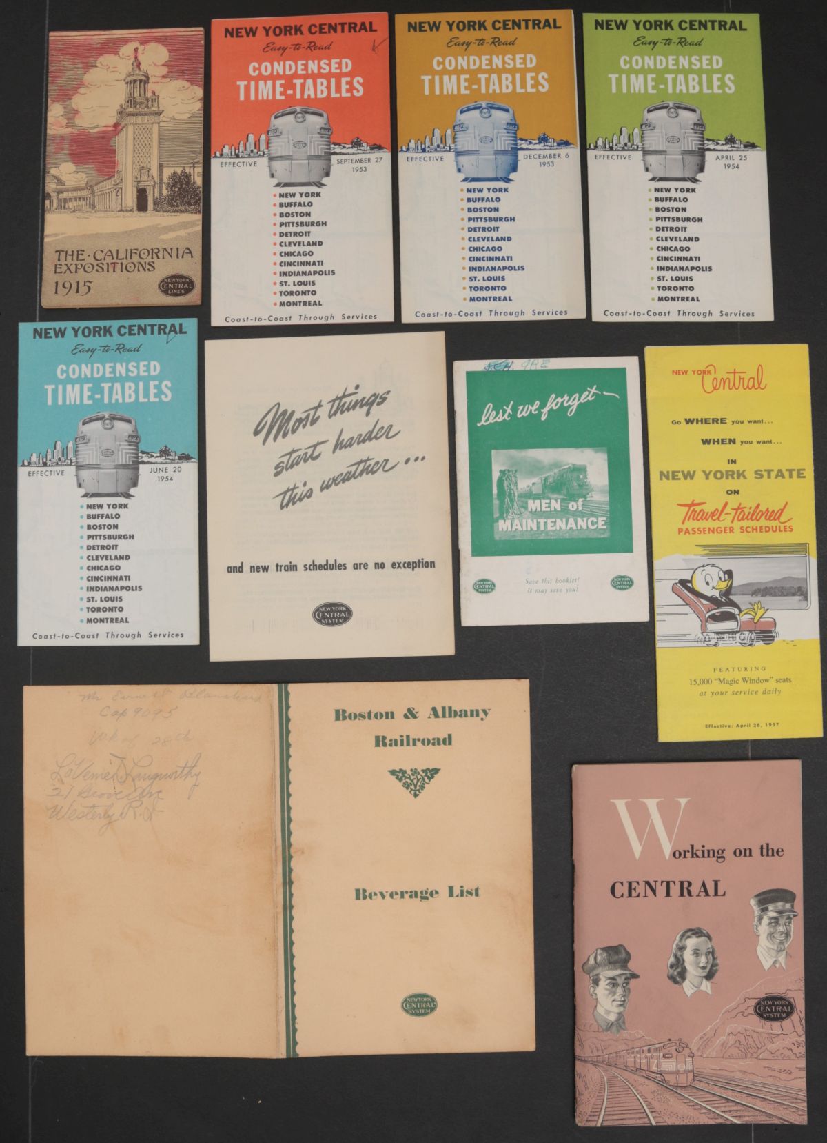 FORTY-TWO PIECES NEW YORK CENTRAL RR EPHEMERA