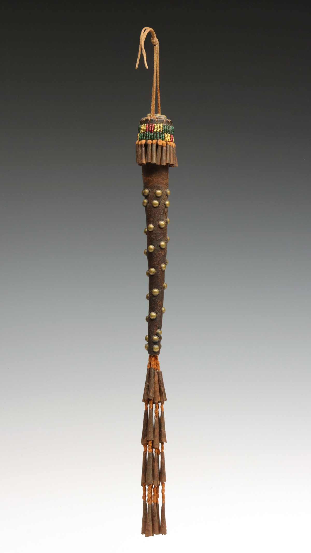 A SOUTHERN PLAINS BEADED AND STUDDED AWL CASE C. 1880