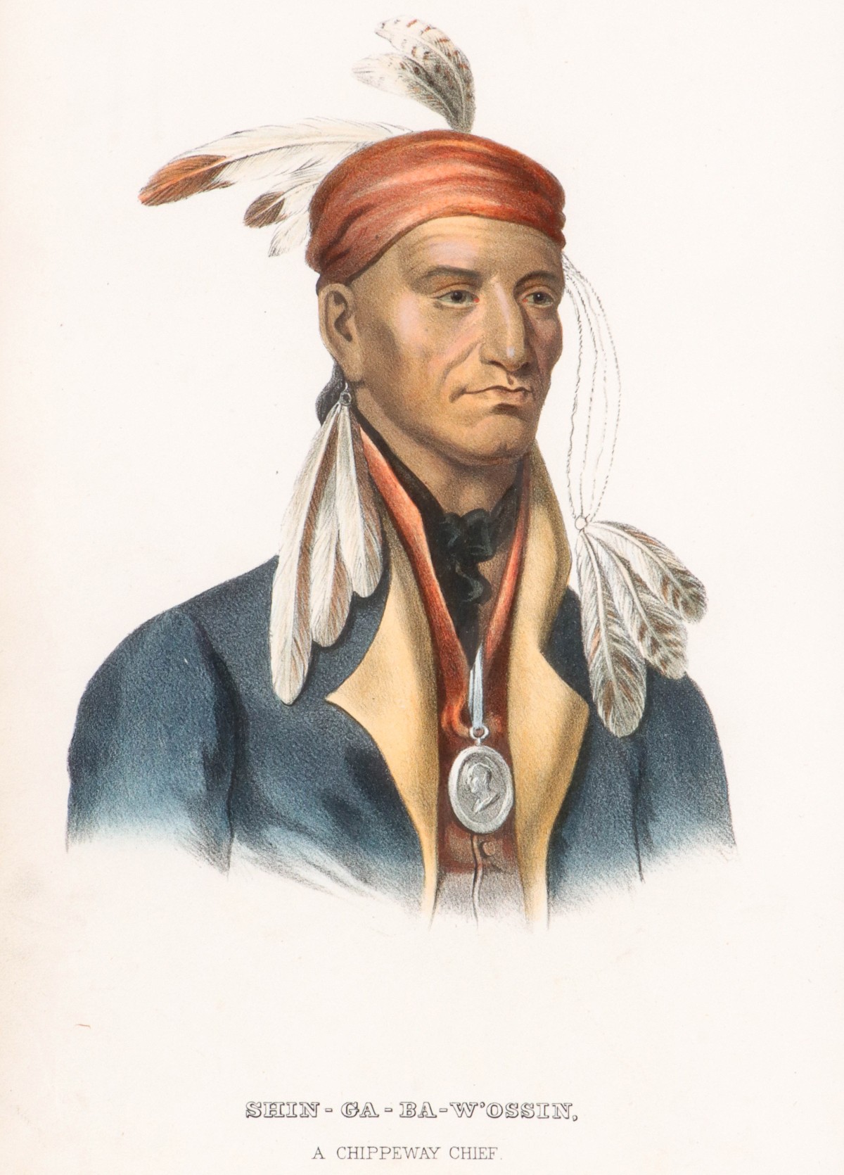 J.T. BOWEN HAND COLORED LITHOGRAPH 'CHIPPEWAY CHIEF'