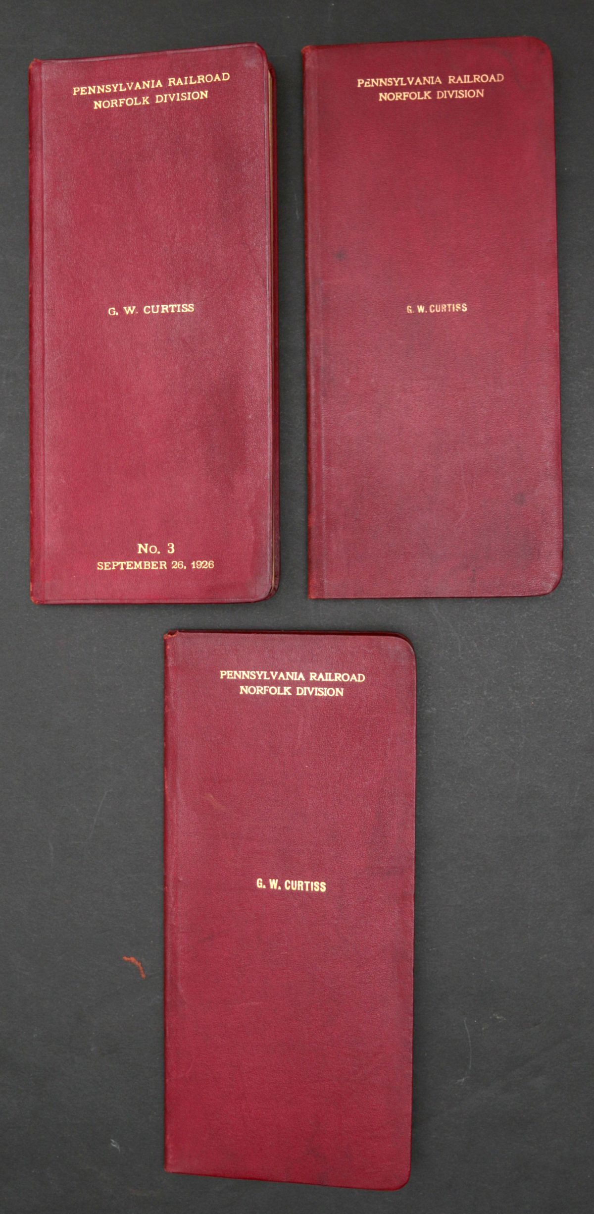 G. W. CURTIS PRR SUPERINTENDENT LEATHER TIMETABLES