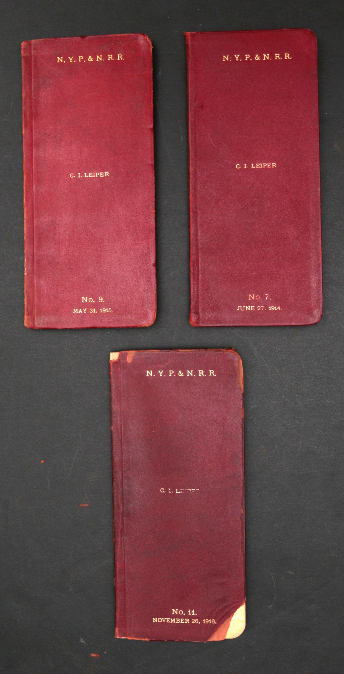 N.Y.P & N. RR LEATHER TIMETABLES FOR C. I. LEIPER