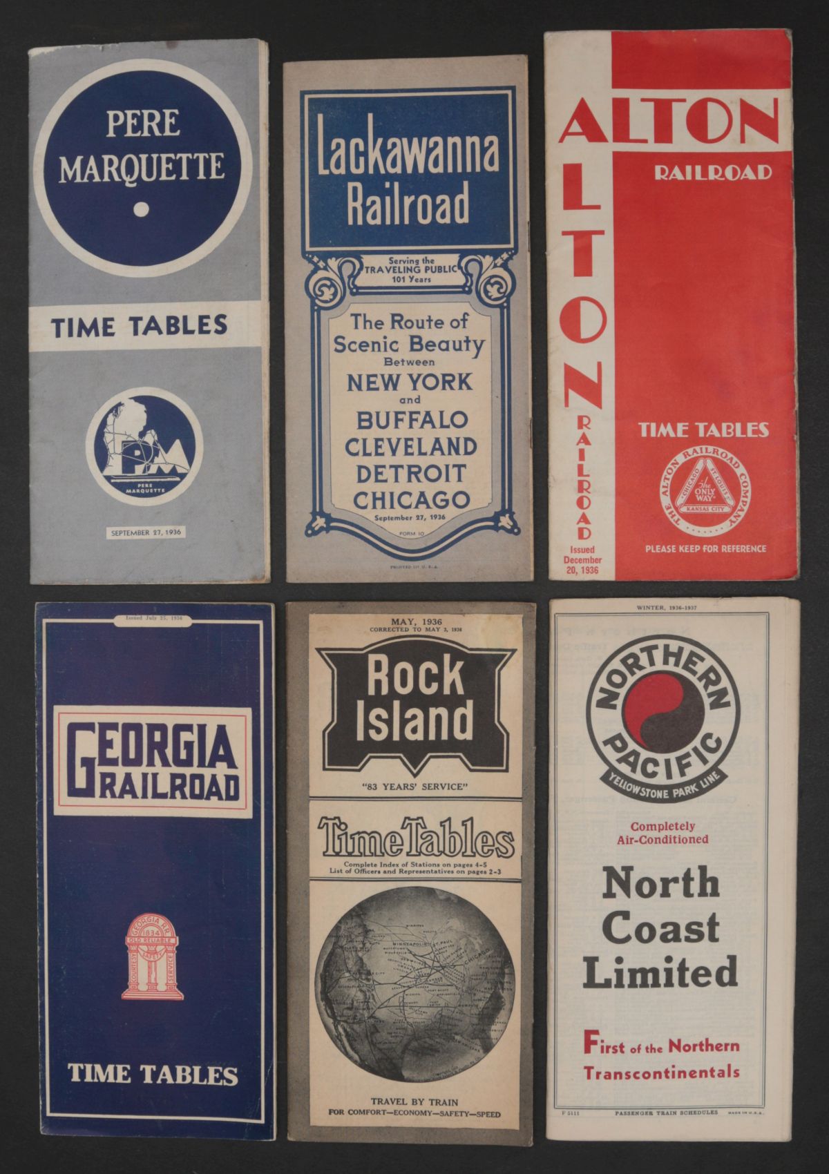 15 1930s TIMETABLES FROM 15 DIFFERENT RAILROADS