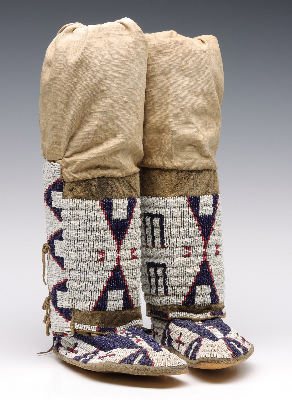 CHEYENNE GIRL'S BEADED MOCCASINS WITH MATCHING LEGGINGS