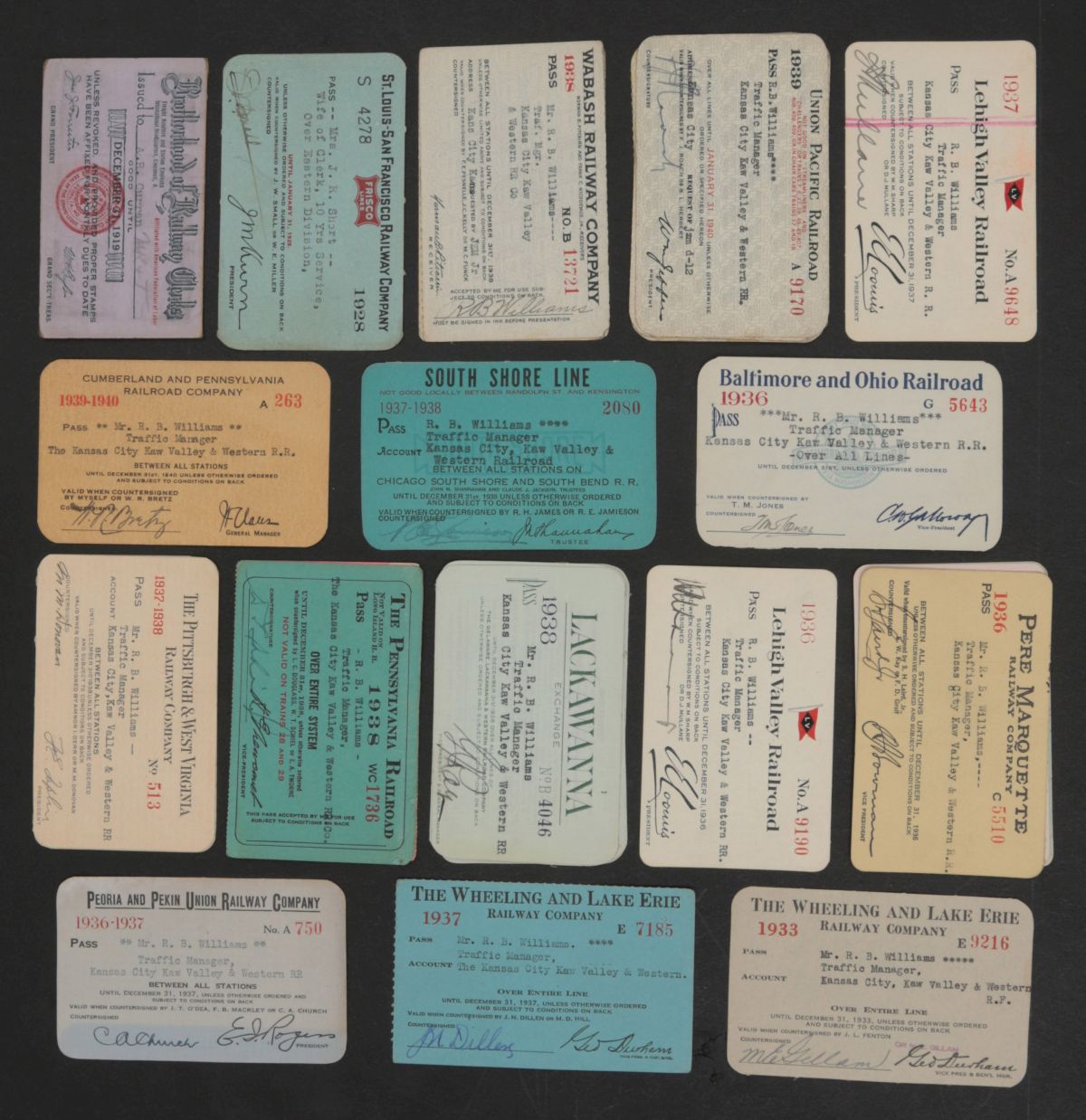 A COLLECTION 127 RAILROAD PASSES DATED 1930s