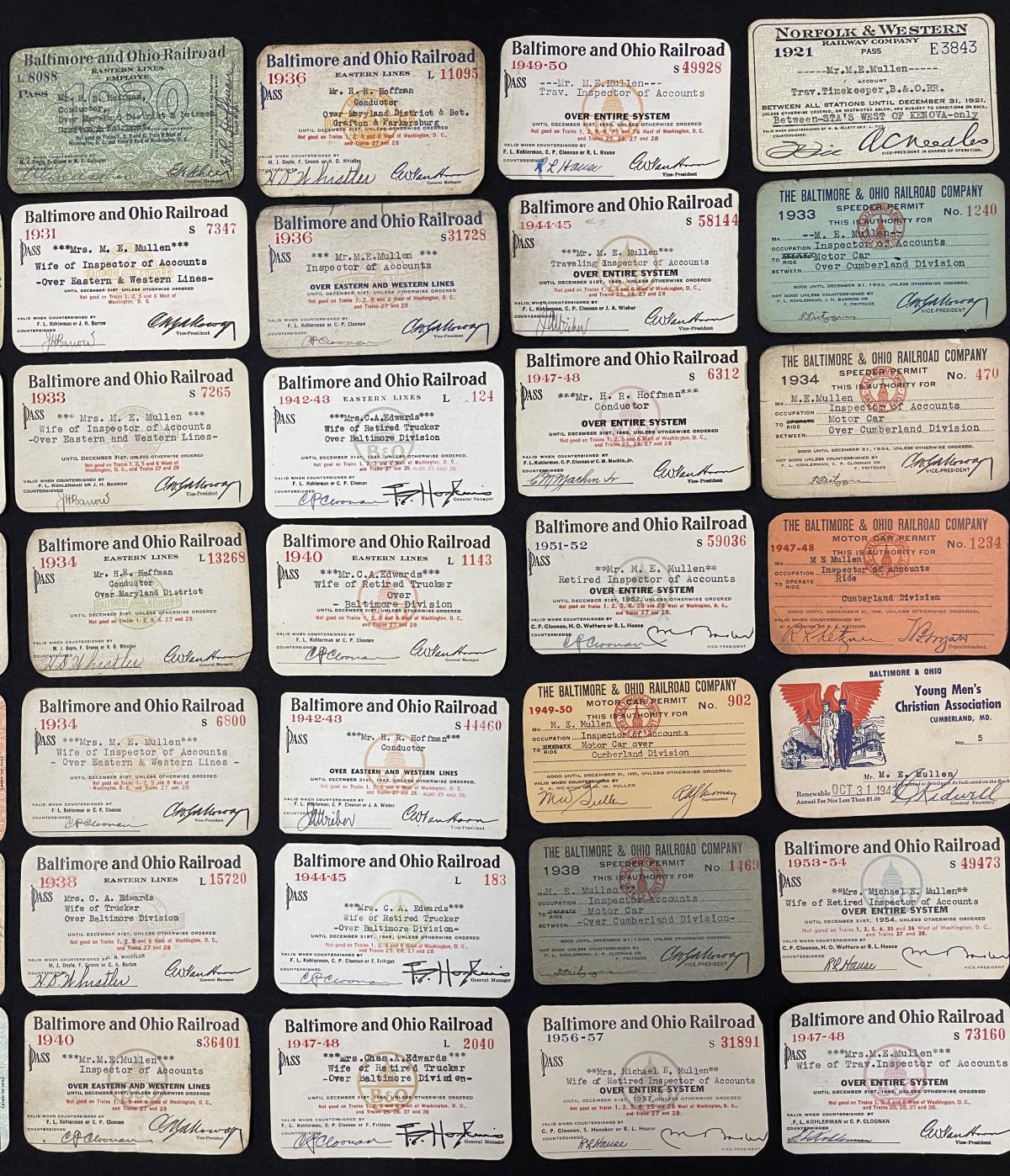 101 EARLY 20TH CENT PASSES. MOSTLY B&O RAILROAD