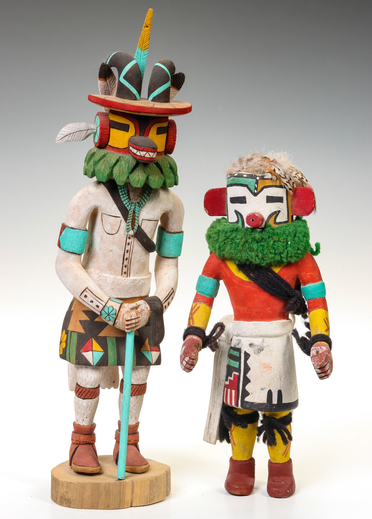 TWO CONTEMPORARY ARTIST SIGNED KACHINA DOLLS