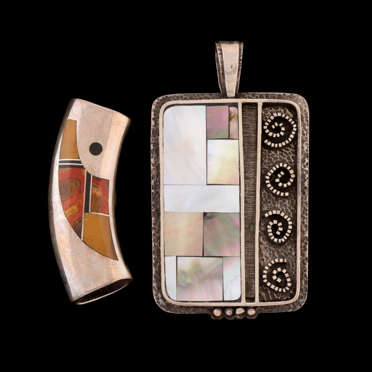 CONTEMPORARY NATIVE AMERICAN PENDANTS WITH INLAY