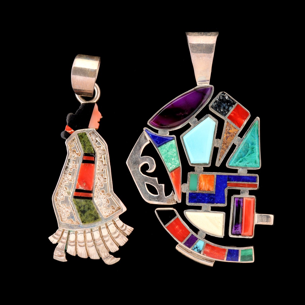 NATIVE AMERICAN INLAID JEWELRY OF ABSTRACTED FORMS