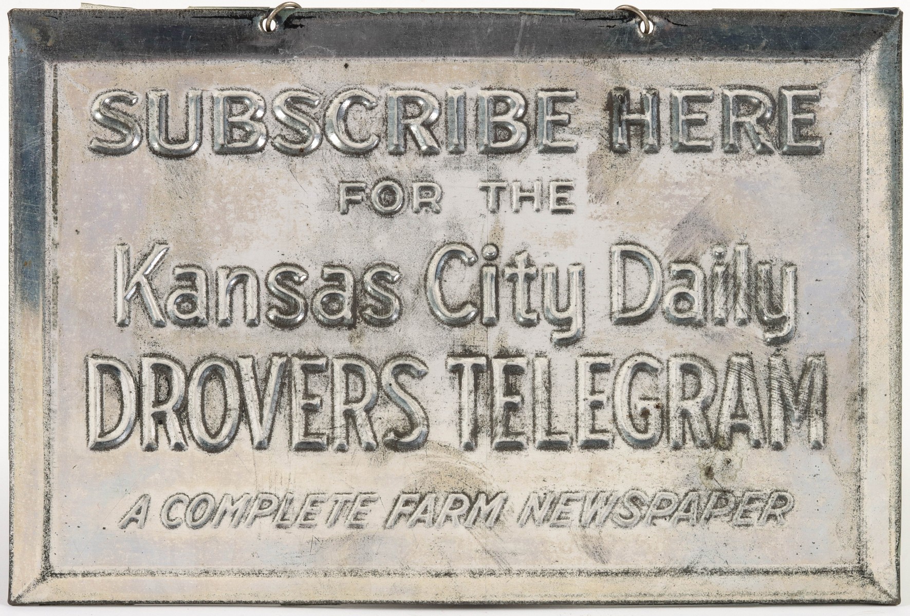 THE KANSAS CITY DAILY DROVERS TELEGRAM ADVERTISING SIGN