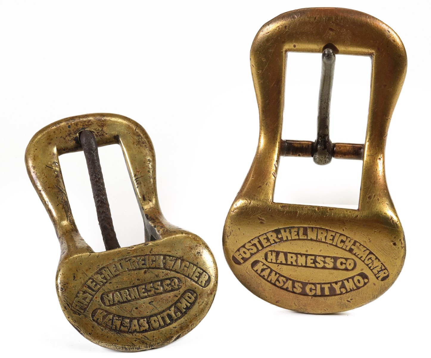 HARNESS BRASS BUCKLES LETTERED FOSTER-HELWREICH-WAGNER