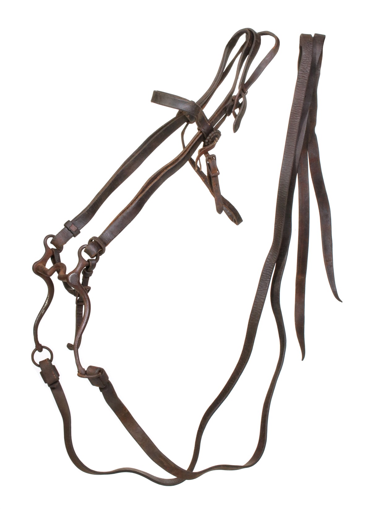LEATHER BRIDLE WITH REINS STAMPED C.P. SHIPLEY