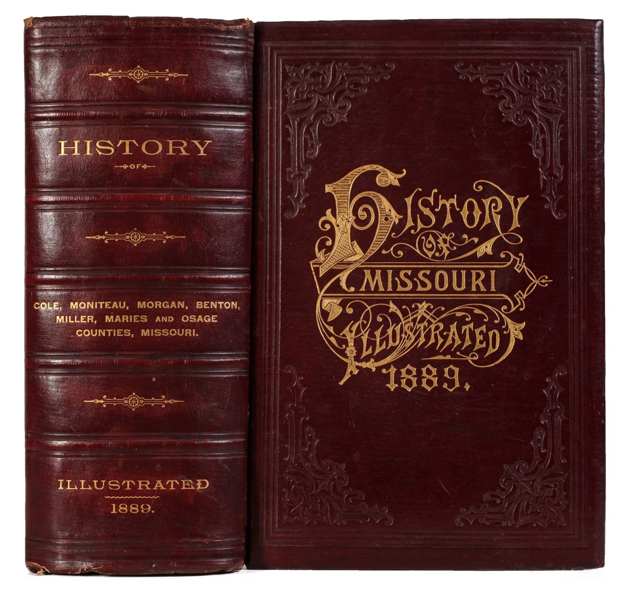 FULL LEATHER HISTORY OF MISSOURI (SEVEN COUNTIES) 1889