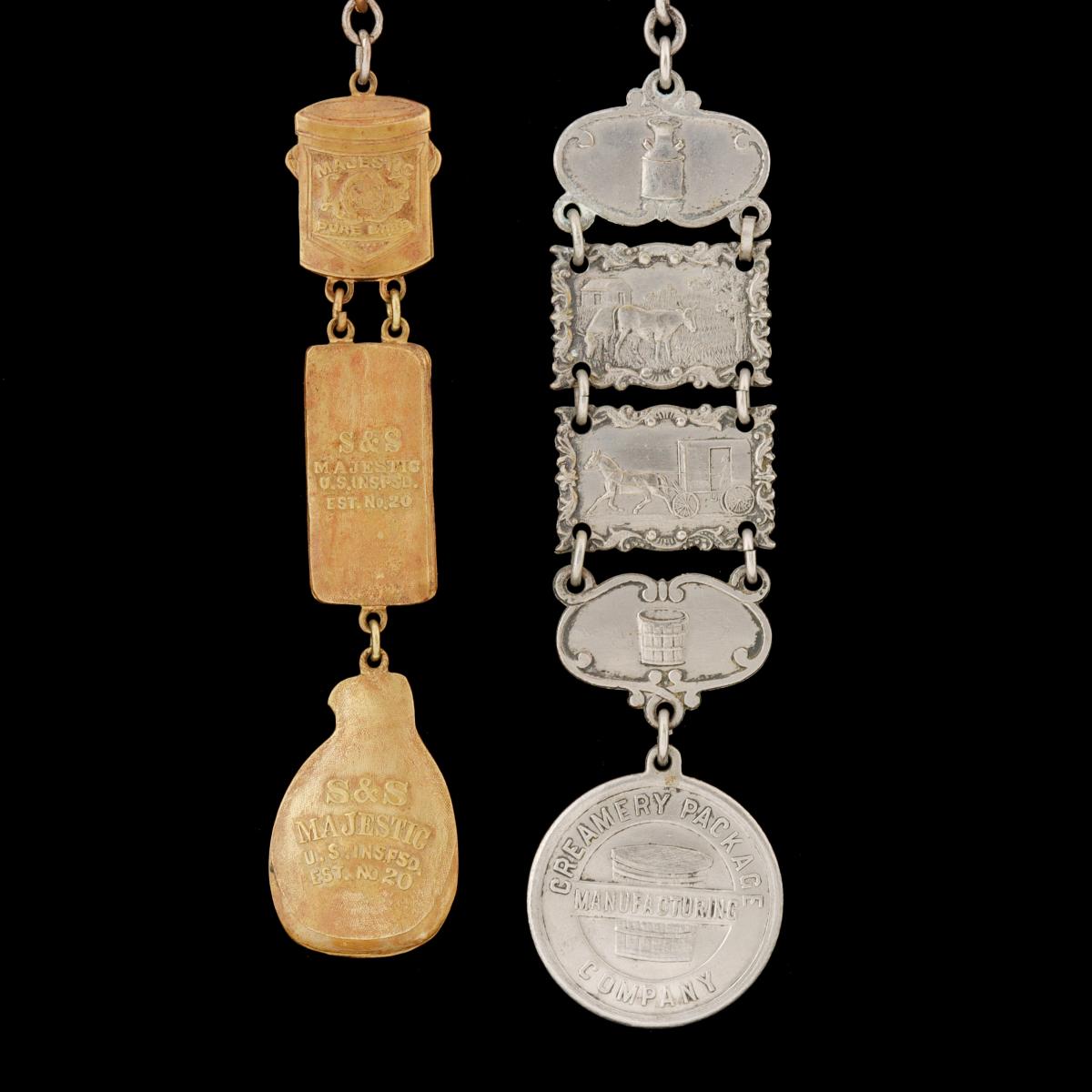 KC HAM AND DAIRY COMPANY ADVERTISING WATCH FOBS C. 1910