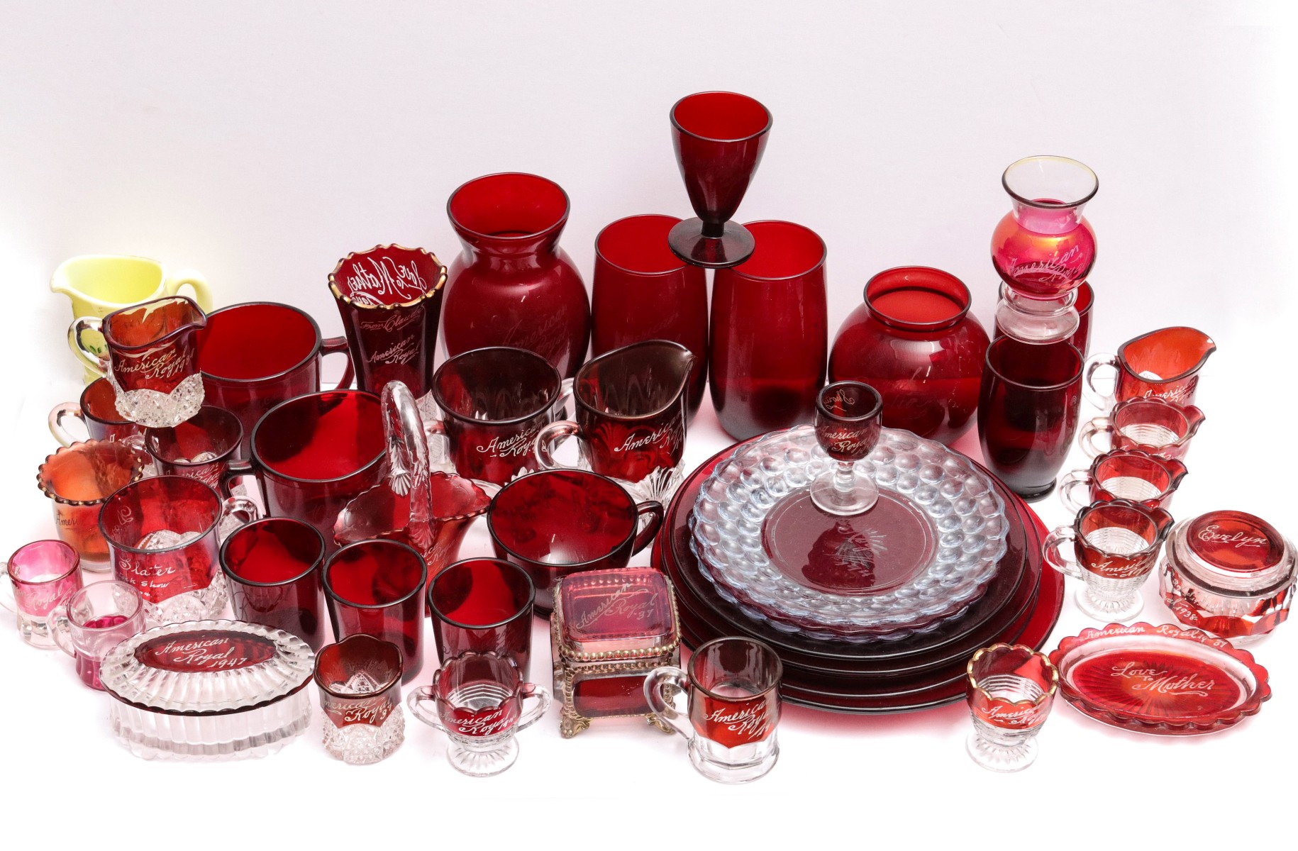 A COLLECTION AMERICAN ROYAL RUBY FLASH GLASS 1900-1940