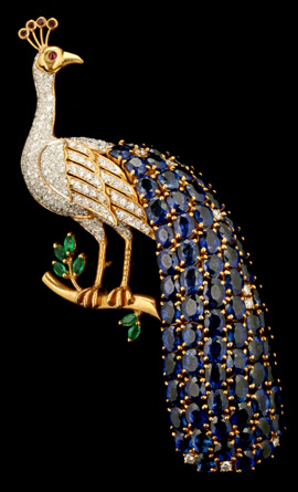 Gemstone Peacock Pin