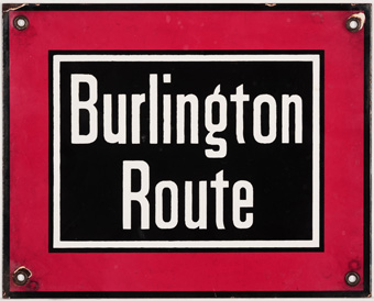Burlington Route Enameled Metal Sign