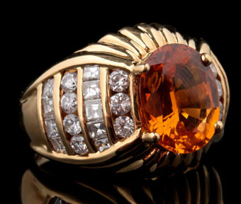 18k fashion rin 4.47 carat orange sapphire