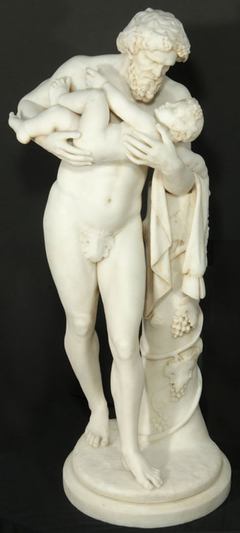 Rare 19th Century Marble Sculpture of Silenus and Dionysus