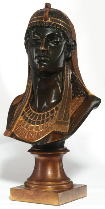 egyptian revival bronze bust of an egyptian goddess