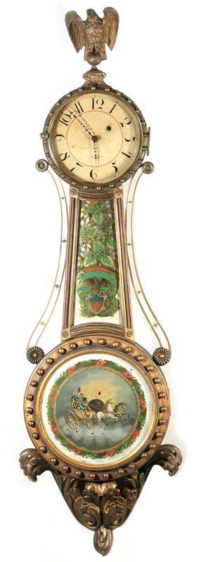 Lemuel Curtis Girandole 'Number Five' - An extremely rare original signed version of the classic girandole banjo clock patented by Curtis in 1816.