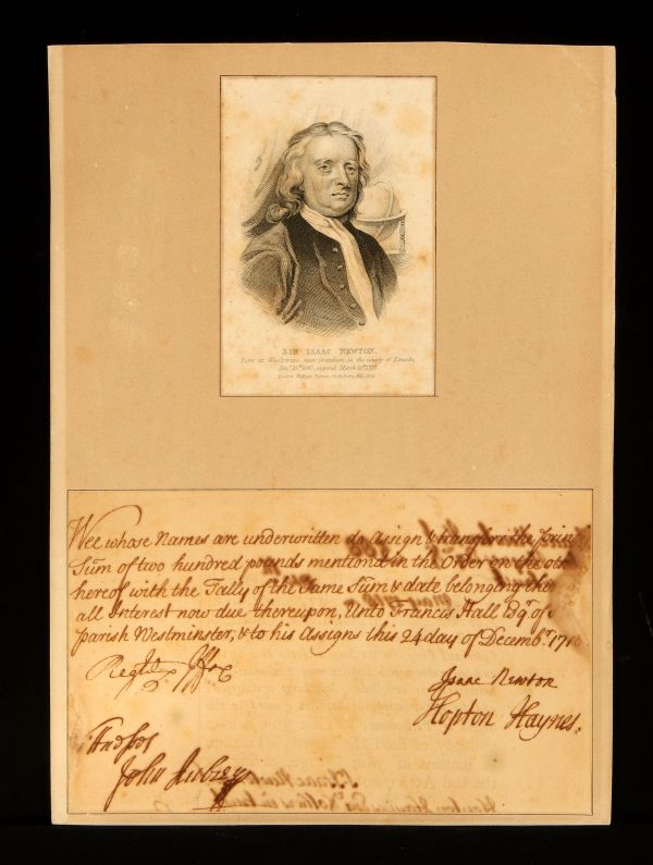 Isaac Newton Signed DocumentDecember, 1718