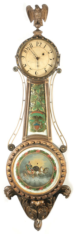 An Original Circa 1816 Lemuel Curtis Girandole Banjo Clock, Sold $61,360, April 2, 2017