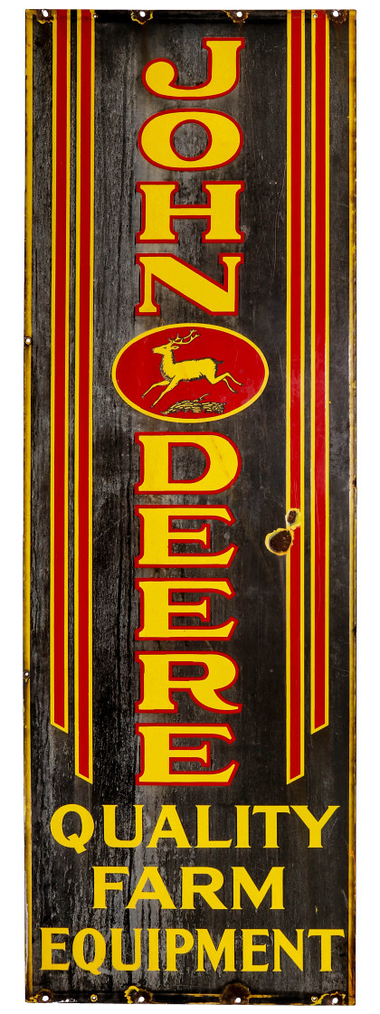 Very Rare Two‑Sided John Deere Porcelain Sign, Circa 1920