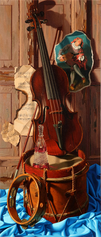 An Unusually Large Bob Byerely Trompe L'oeil Painting