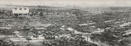 Panorama Photograph of the Great Stockyard Fire of Kansas City, 1917