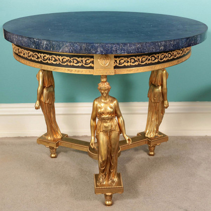 A Fine Ormolu Bronze and Lapis Center Table