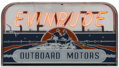 A Rare Evinrude Sign with Neon Over Reverse Painting
