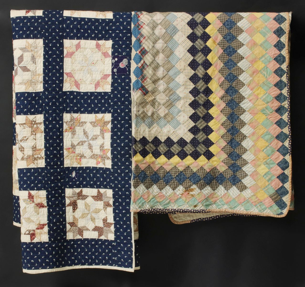 'TRIP AROUND THE WORLD' AND ANOTHER ANTIQUE QUILT