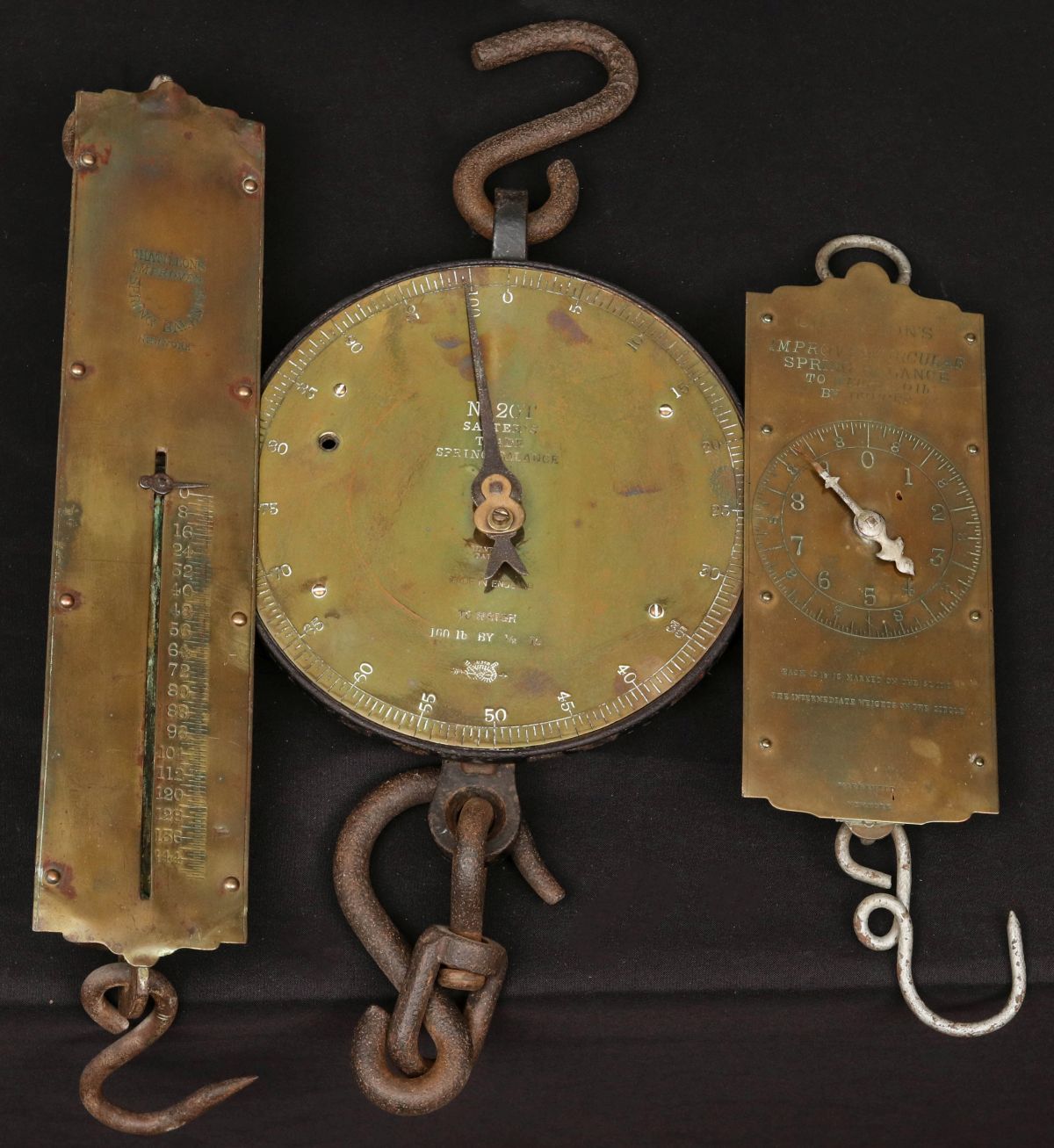 THREE 19TH CENTURY BRASS FACE WEIGHT SCALES