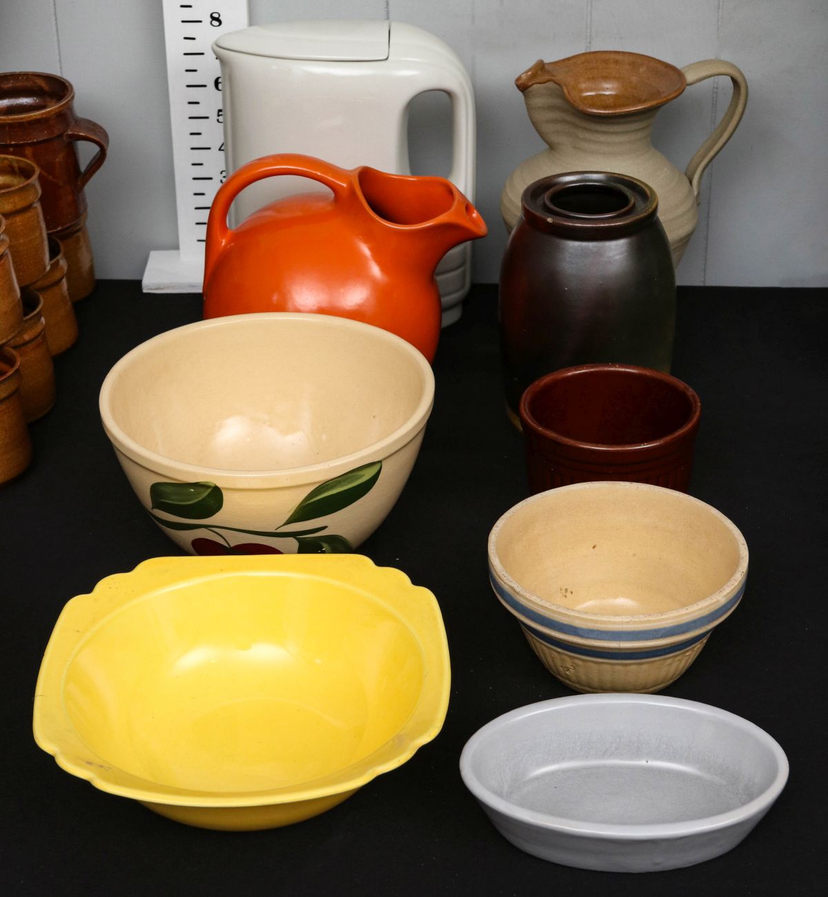 FIESTA WARE PITCHER AND OTHER STONEWARE