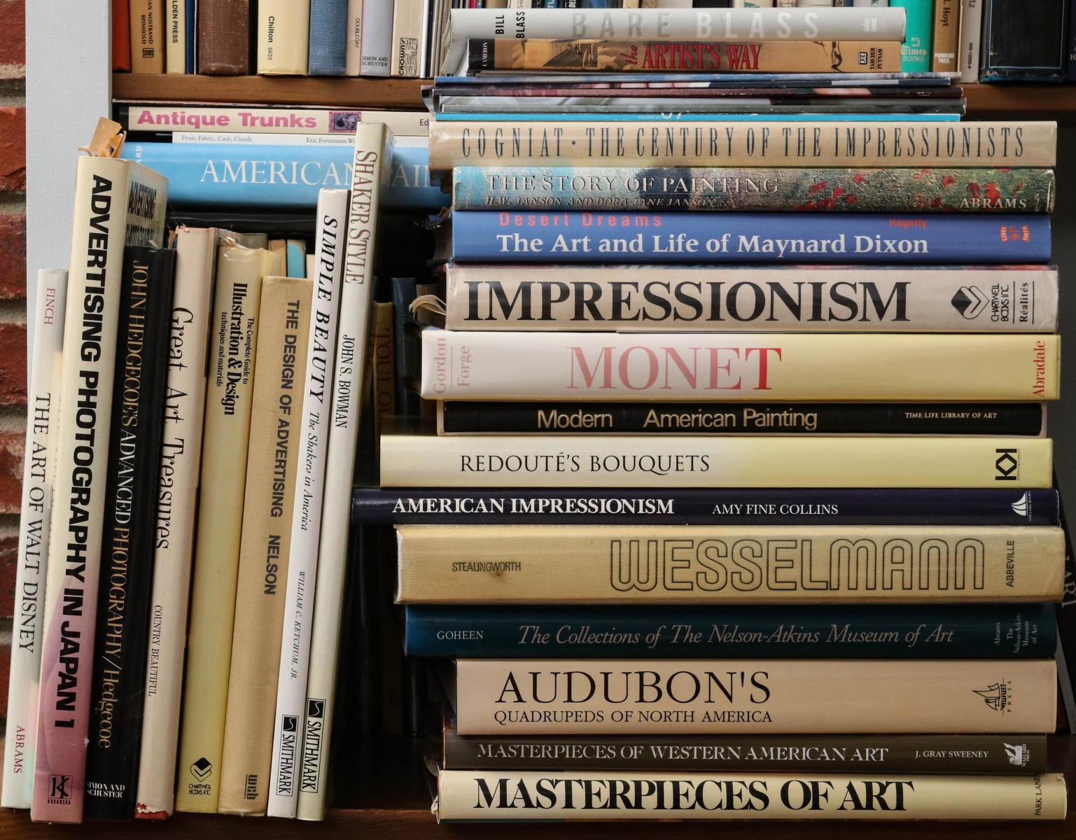 A SHELF OF BOOKS, MOSTLY FINE ART AND ART STYLES
