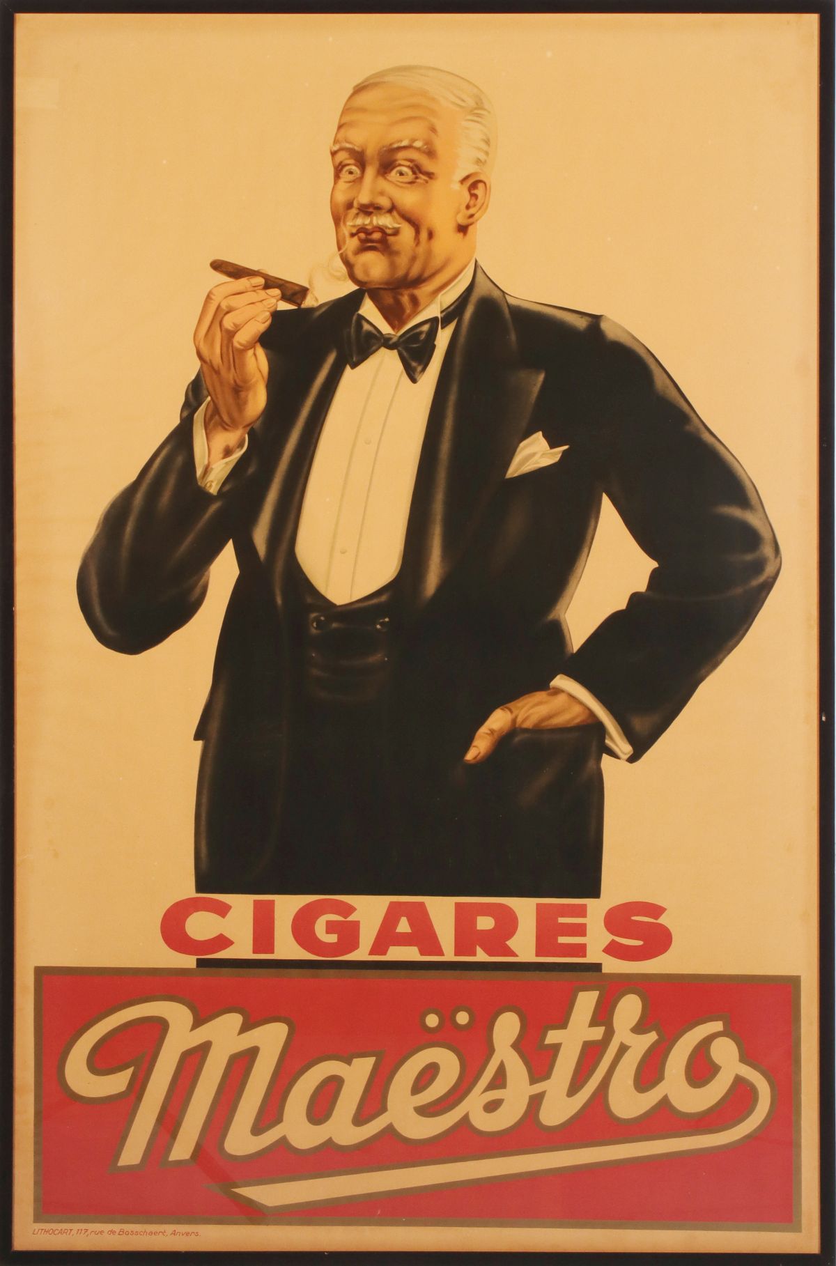 A 1930s ADVERTISING POSTER FOR MAESTRO CIGARES