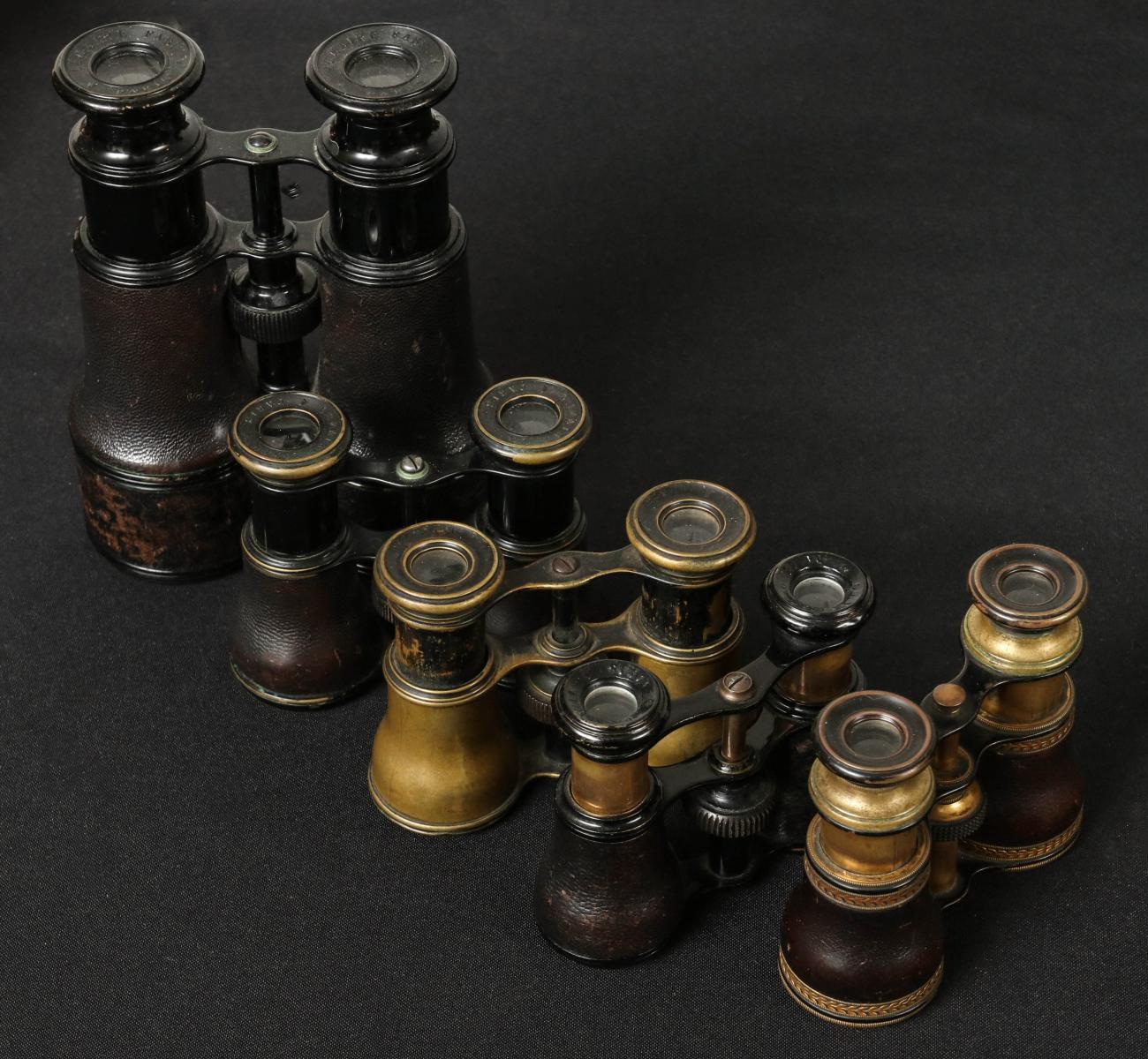 FIVE PAIR OF ANTIQUE FIELD GLASSES