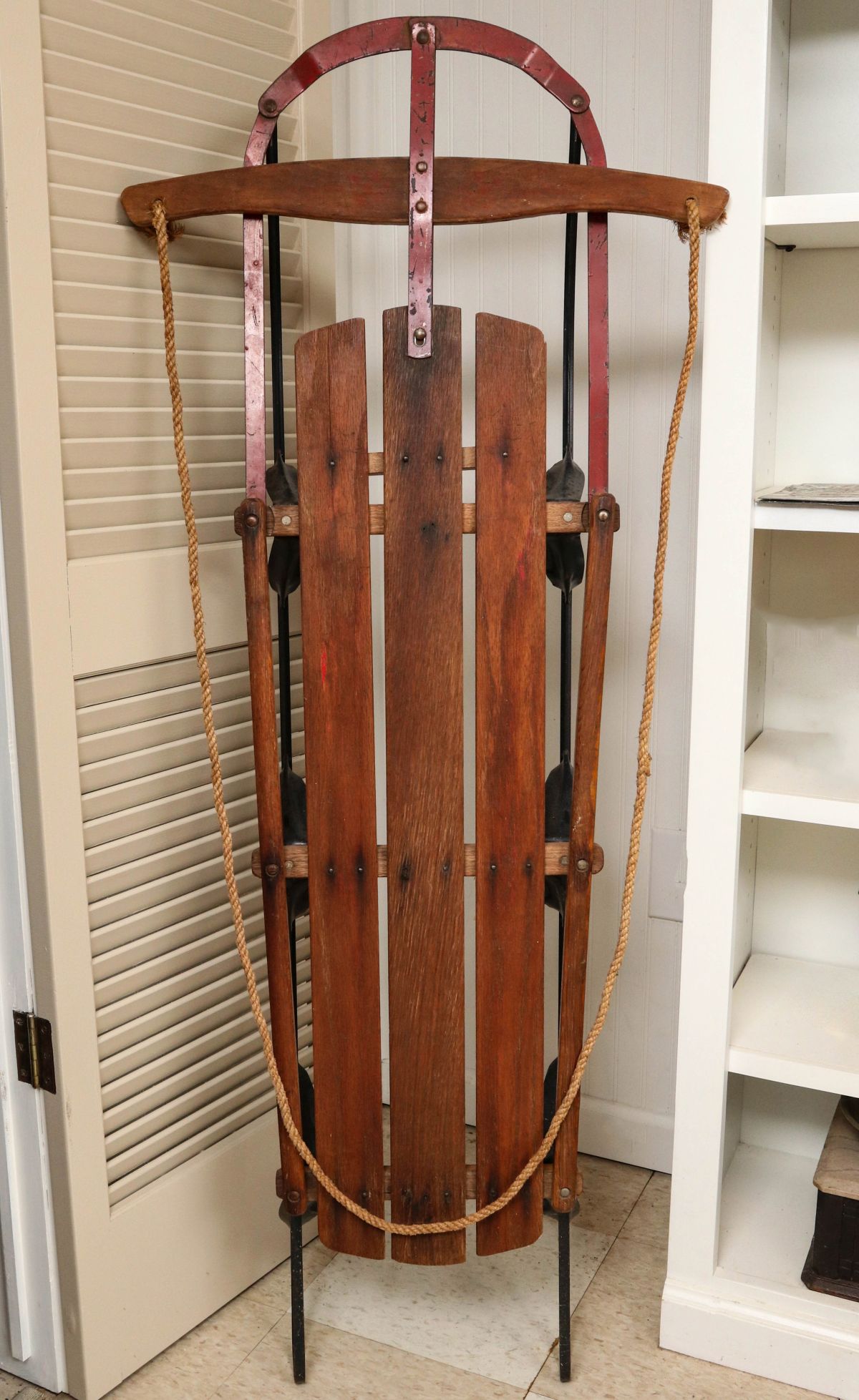 A VINTAGE WESTERN CLIPPER WOOD & IRON SNOW SLED