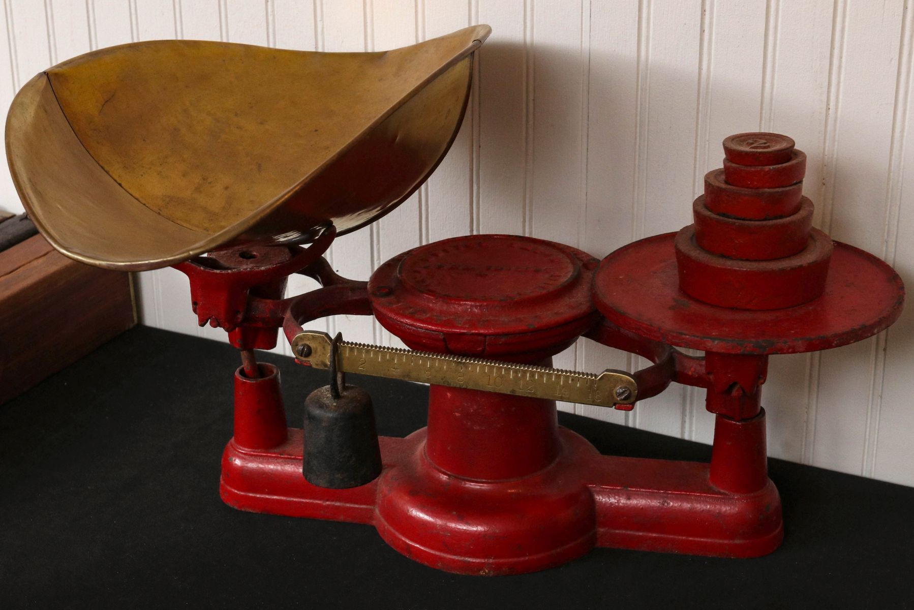 HOWE ANTIQUE IRON BALANCE SCALES DATED 1867