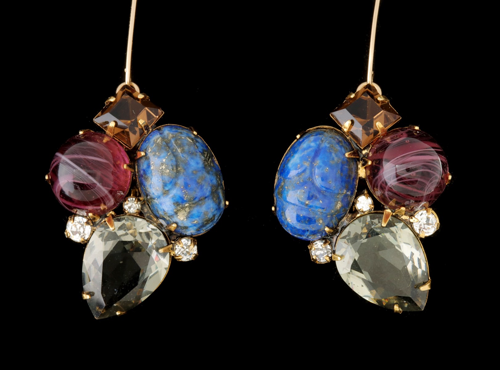 A PAIR IRADJ MOINI FRENCH WIRE EARRINGS WITH LAPIS
