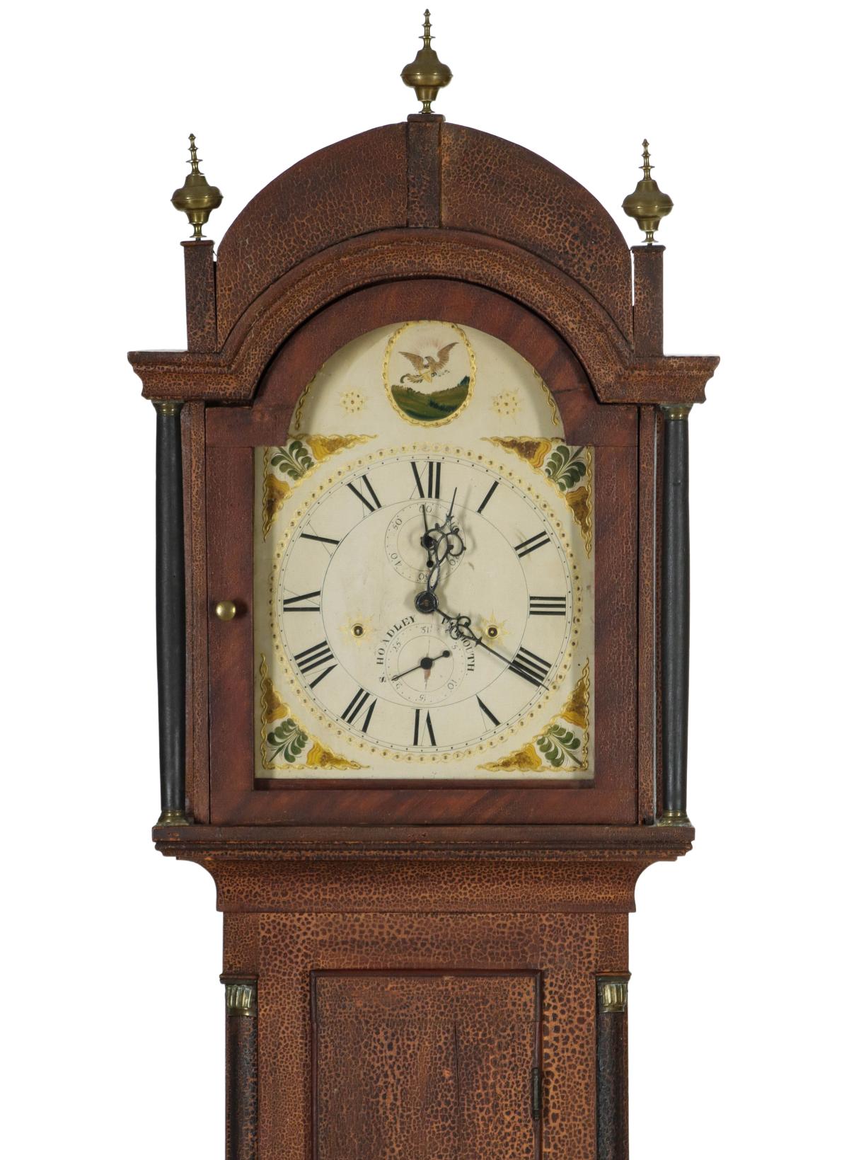 A LONG CASE CLOCK WITH 'S. HOADLEY PLYMOUTH' WOOD DIAL