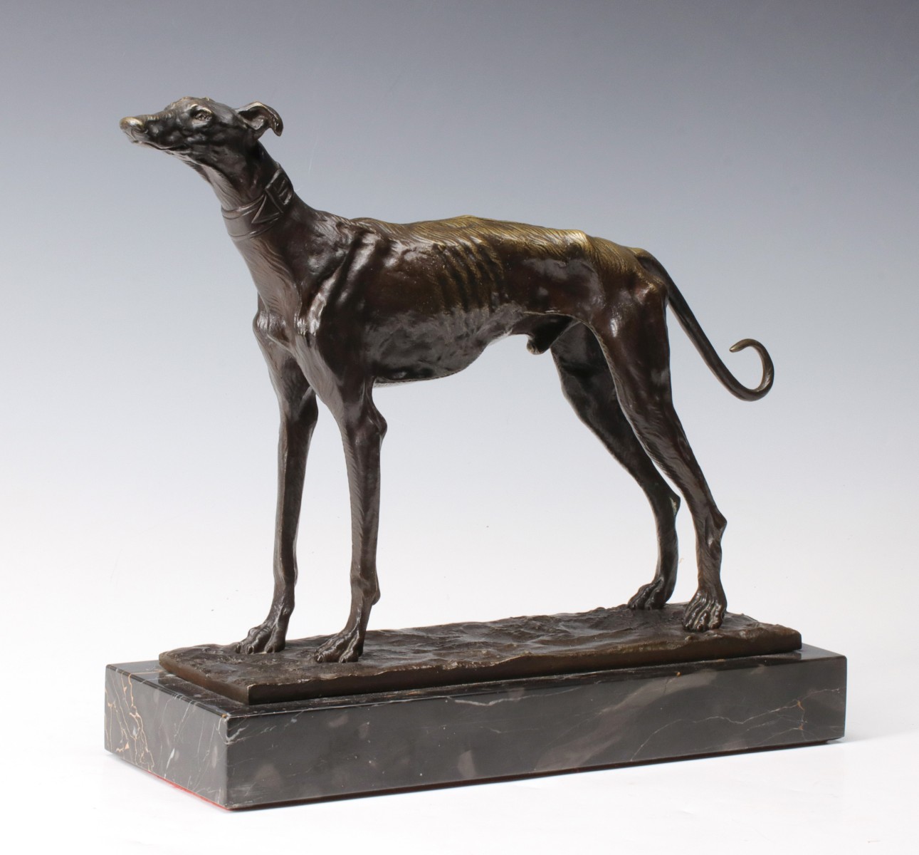 EARLY 20TH CENTURY BRONZE FIGURE OF A GREYHOUND