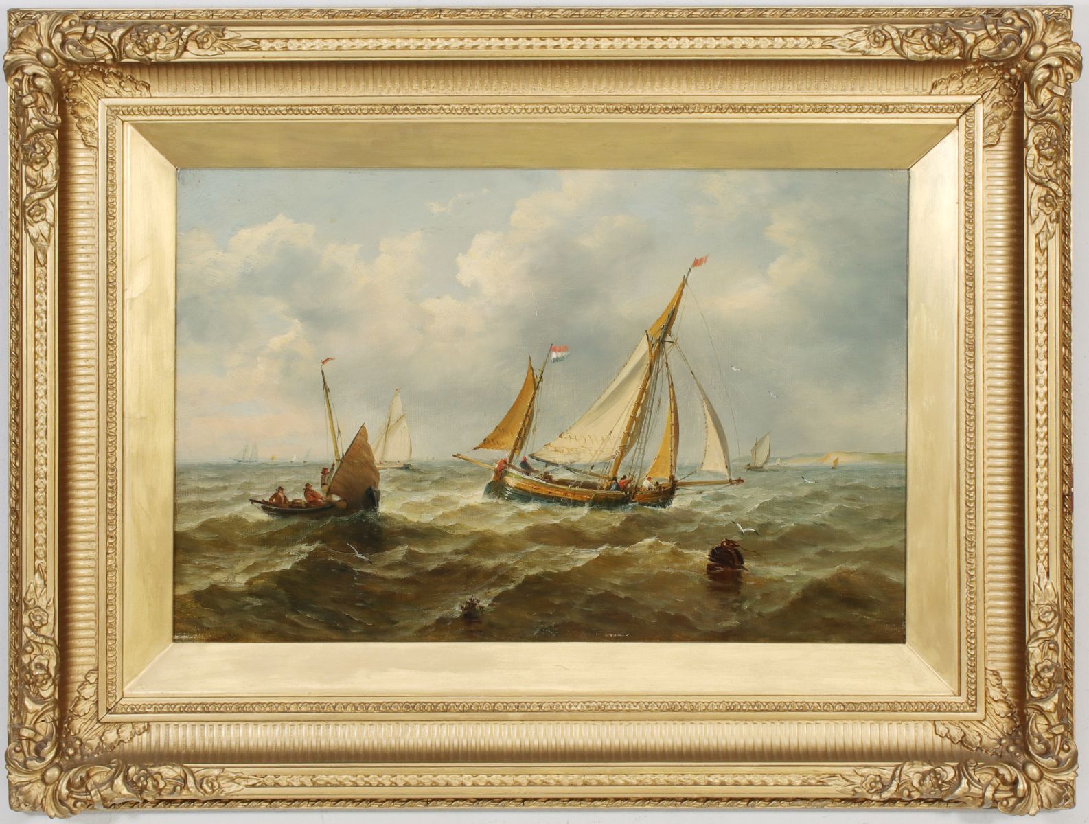 A 19TH C. MARINE SUBJECT OIL ON PANEL SIGNED MOORE