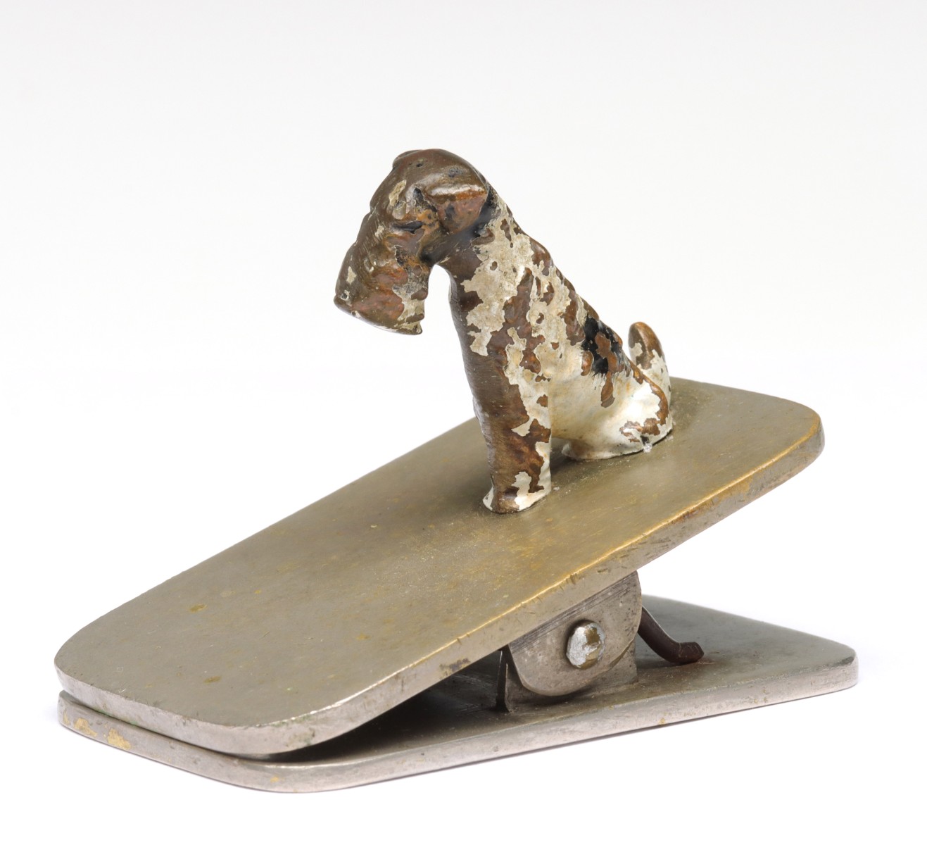 AUSTRIAN NICKEL PLATED BRONZE CLIP W/ COLD PAINTED DOG