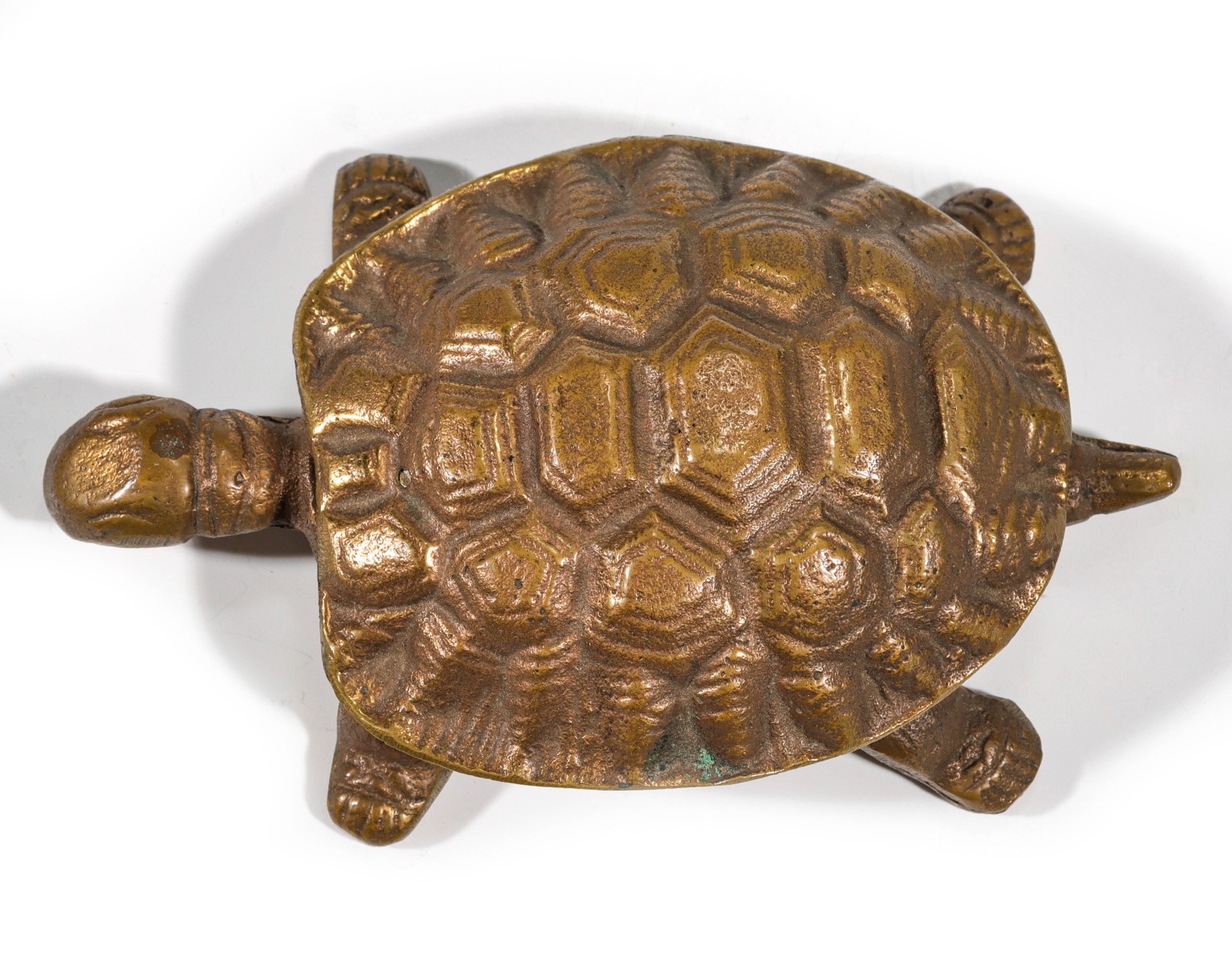 BRASS TURTLE ADVERTISING MATCH SAFE C. EARLY 20TH C.