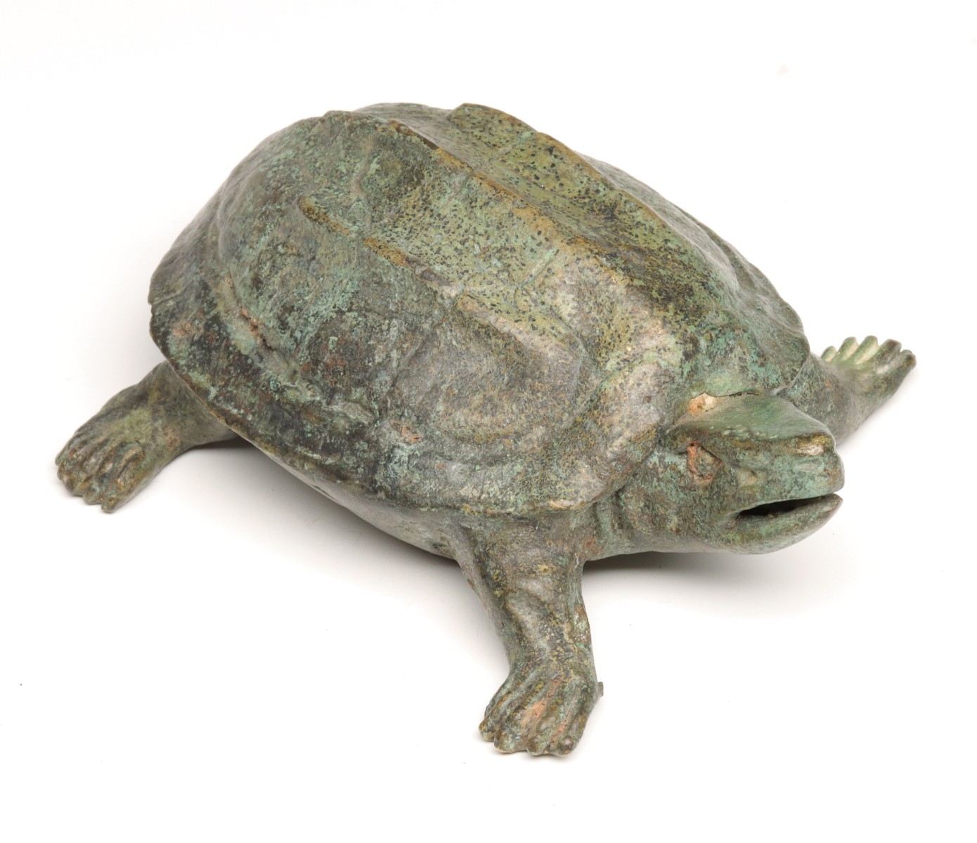 A PATINATED BRONZE TURTLE PAPERWEIGHT CIRCA 1900