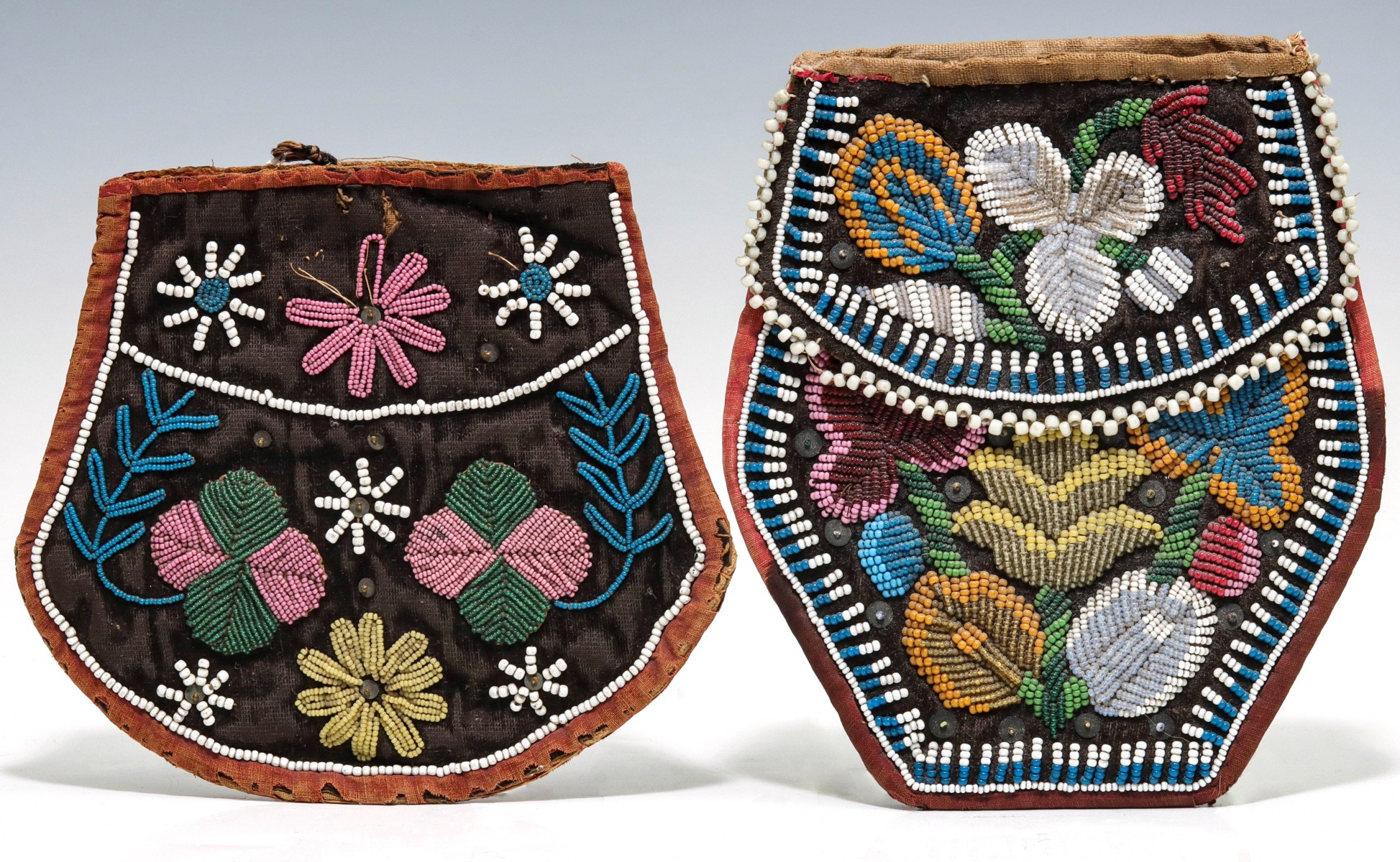IROQUOIS AND MICMAC BEADED POUCHES CIRCA 1900