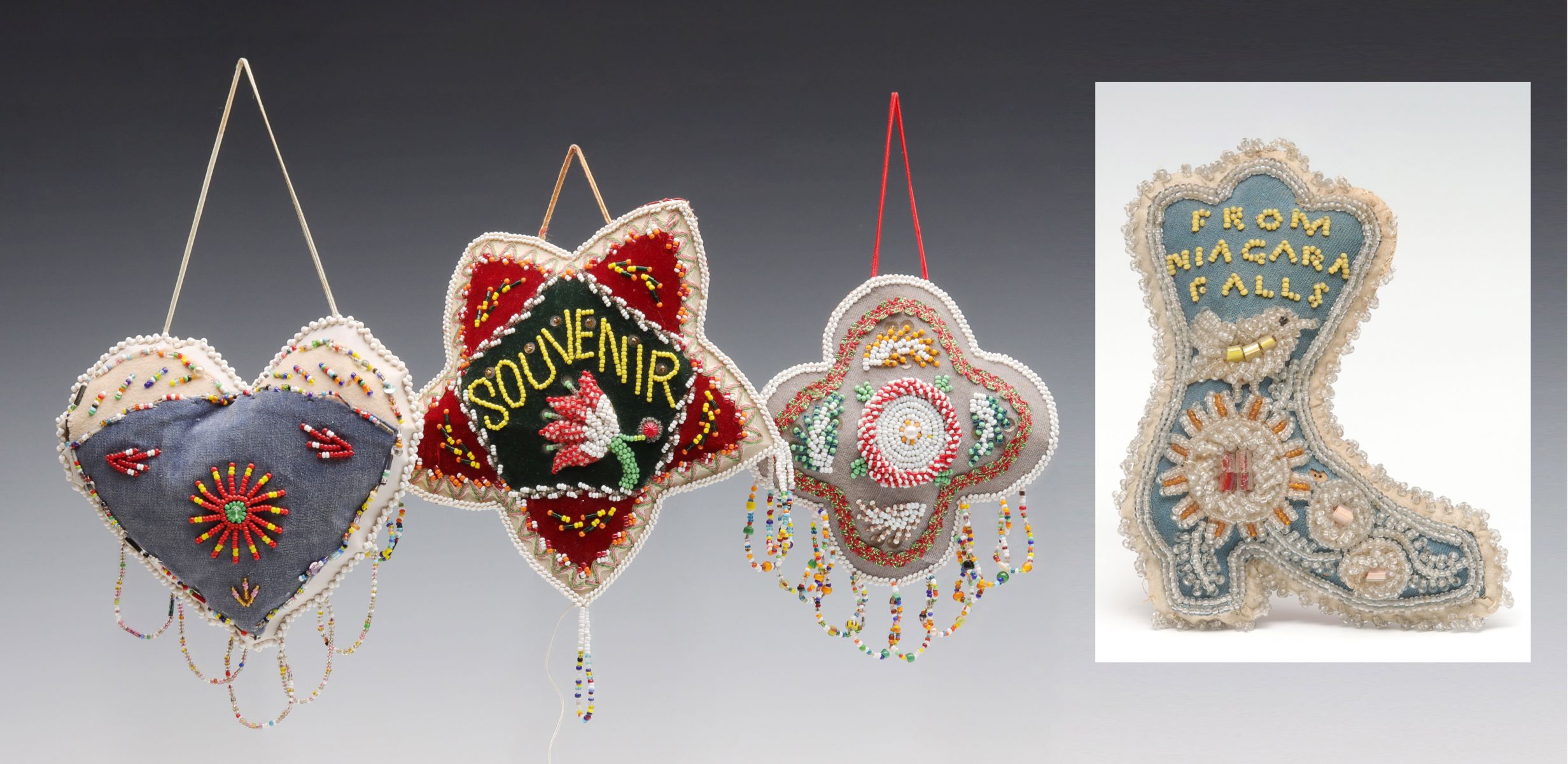 A COLLECTION OF VICTORIAN IROQUOIS BEADED SOUVENIRS